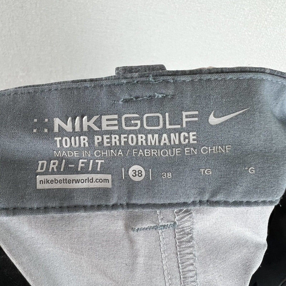 Nike Golf Shorts Mens Size 38 Gray White Plaid Tour Performance Athleisure - Picture 6 of 8